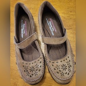 Skechers Brown Flats with Floral Cutouts